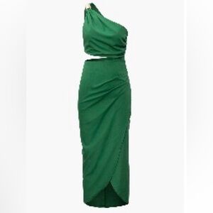 Micas Linen Green Women's Cut Out One Shoulder Dress Never Worn Size L